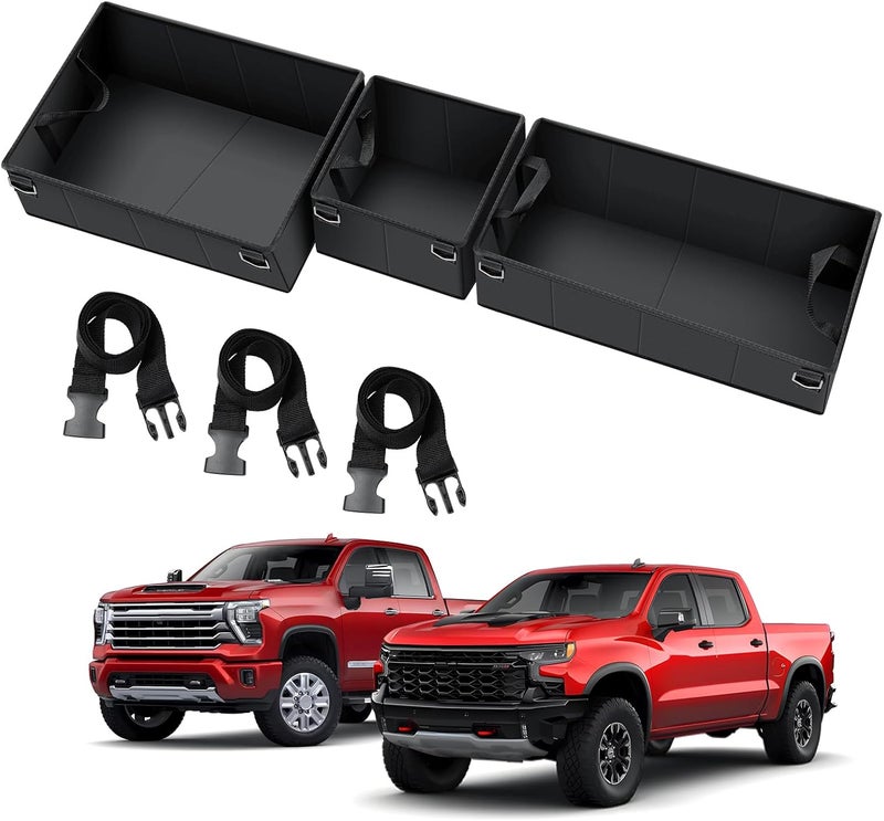 AUTOFIT Foldable Under Seat Storage Organizer for 2019-2025 2026 Chevy Silverado/GMC Sierra 1500 & 2020-2025 2500HD/3500HD - 600D Oxford Cloth Double & Crew Cab Underseat Waterproof Tool Box Accessory - Image 1